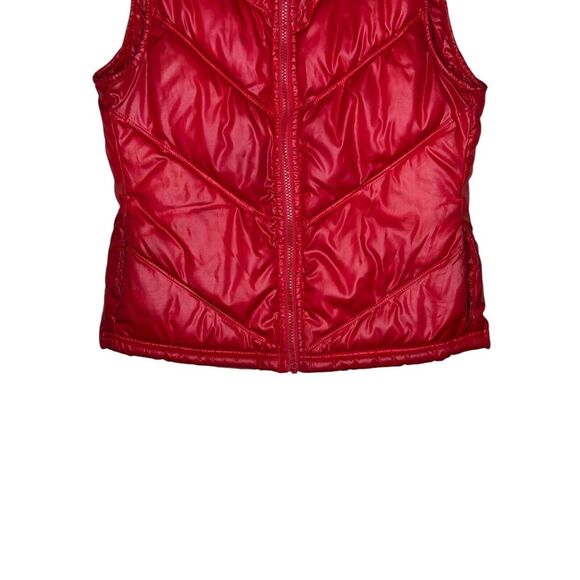 Old Navy Womens Vests Puffer Full Zip Rib Knit Collar Lined Sleeveless Red Small - Picture 2 of 10